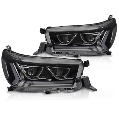 FAROS DELANTEROS LUZ DIURNA PARA TOYOTA HILUX 16-20 TUBO LED NEGRO