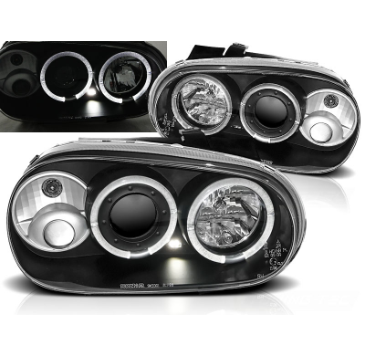Faros Delanteros Angel Eyes Vw Golf 4 09.97-09.03 Fondo Negro