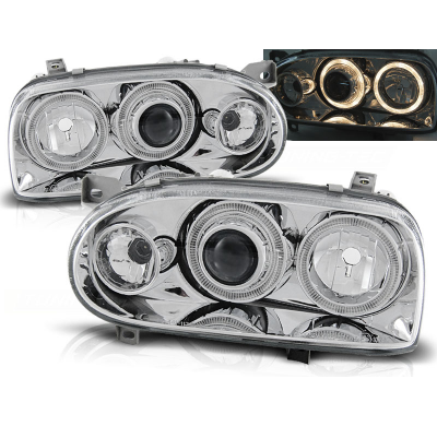 Faros Delanteros Angel Eyes Vw Golf 3 09.91-08.97 Cromados