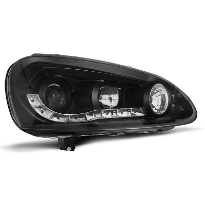 Faros Delanteros Luz Diurna Vw Golf 5 Fondo Negro