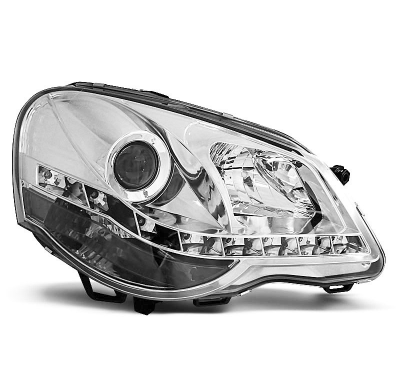 Vw Polo 9n3 04.05-09 Faros Delanteros Luz Diurna Cromados