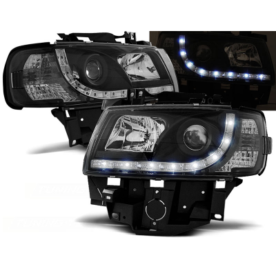 Faros Delanteros Luz Diurna Vw T4 08.96-03.03 Bus Fondo Negro
