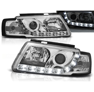 Faros Delanteros Luz Diurna Vw Passat B5 3b 11.96-08.00 Tru Drl Ece-R87 Cromado