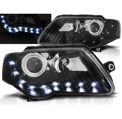 Faros Delanteros Luz Diurna Vw Passat B6 3c 03.05-10 Fondo Negro