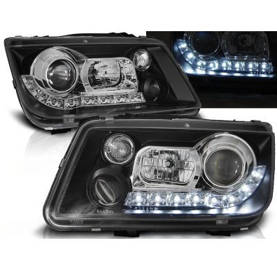 Faros Delanteros Luz Diurna Vw Bora 09.98-05.05 Fondo Negro