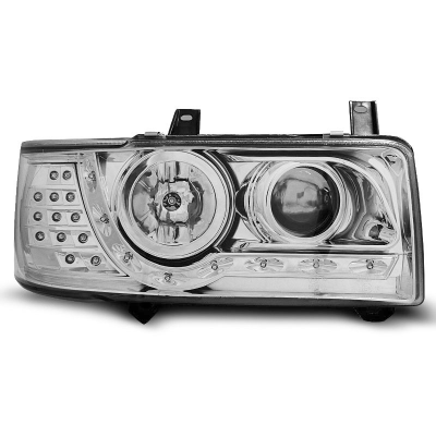 Faros Delanteros Luz Diurna Vw T4 90-03.03 Transporter Cromados Led Indication