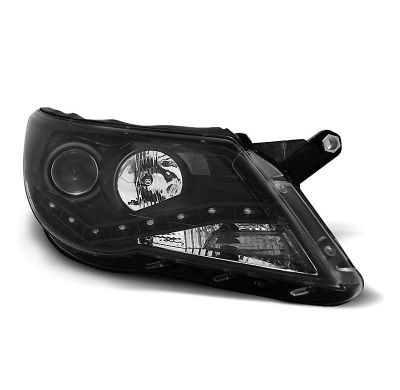 Faros Delanteros Luz Diurna Vw Tiguan 10.07-11 Fondo Negro