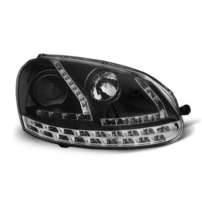 Faros Delanteros Luz Diurna Vw Golf 5 03-08 Fondo Negro