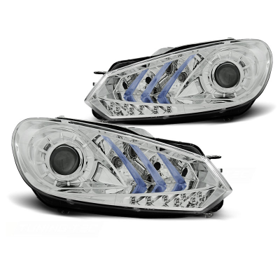 Faros Delanteros Luz Diurna Vw Golf 6 10.08- 12 Tru Drl Ece-R87 Cromado
