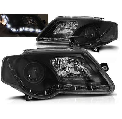 Faros Delanteros Luz Diurna Vw Passat B6 3c 03.05-10 Tru Drl Ece-R87 Negro