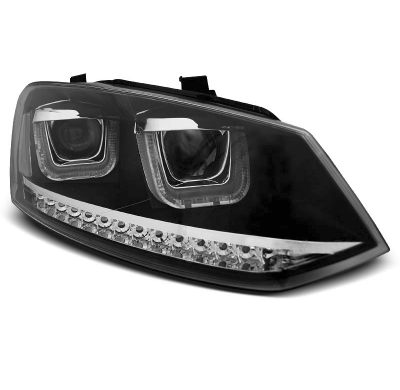 Faros Delanteros Luz Diurna Vw Polo 6r 09-03.14 U-Type Led Intermitentes Dinamicos Black