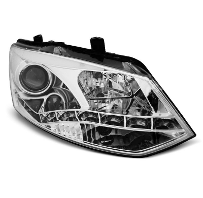 Faros Delanteros Luz Diurna Vw Polo 6r 09-03.14 Drl Cromado
