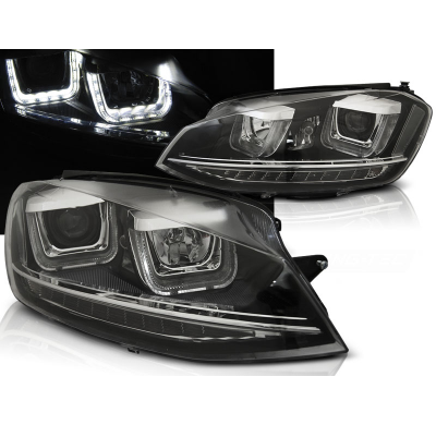 Faros Luz Diurna Vw Golf 7 11.12-  U-Type Negro Drl