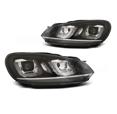 Faros Luz Diurna Vw Golf 6 08-12 U-Type Negro Cromado Line Drl