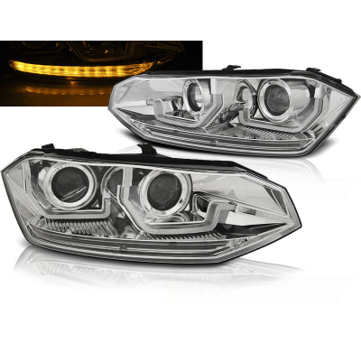 FAROS DELANTEROS VW POLO VI 2G 2017- LED CROMO con intermitente dinamico