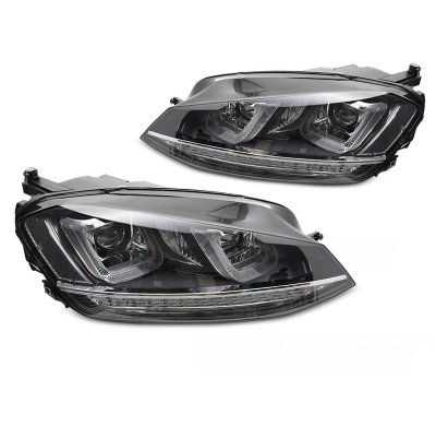 FAROS DELANTEROS INTERMITENTE DINAMICO NEGROS CON LINEA CROMADA para VW GOLF 7 13-17