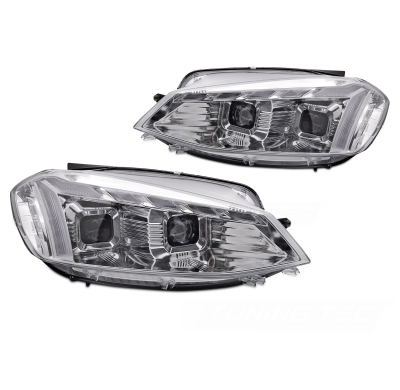 FAROS DELANTEROS LED COMPLETOS CROMADOS LUZ DIURNA INTERMITENTE DINAMICO aptos para VW GOLF 7 17-19