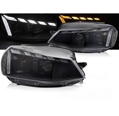 FAROS DELANTEROS LED COMPLETOS LUZ NEGRA LUZ DIURNA INTERMITENTE DINAMICO aptos para VW GOLF 7 17-19