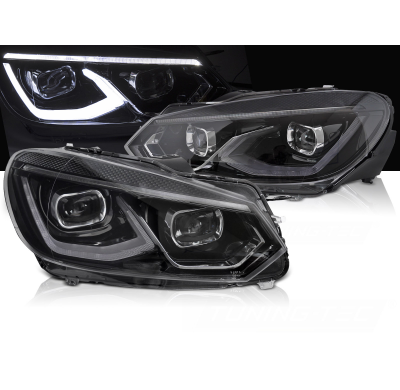 FAROS DELANTEROS LED COMPLETOS NEGROS para VW GOLF 6 08-13
