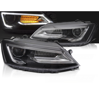 FAROS DELANTEROS TUBO LUZ NEGRO aptos para VW JETTA VI 11-18