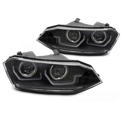 FAROS DELANTEROS LUZ DIURNA  VW POLO VI 2G 17-21 SEQUENCIALES LED DRL NEGRO