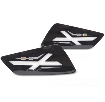 INTERMITENTE DELANTERO LED NEGRO BRILLANTE PARA VESPA GTS / GTV 300cc