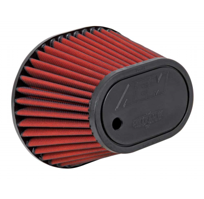 AEM Filtro de aire universal; 3-1/2FLG, 8-1/2L X 7W, TOP-6-1/4L X4W. 5-1/2H W/HOLE