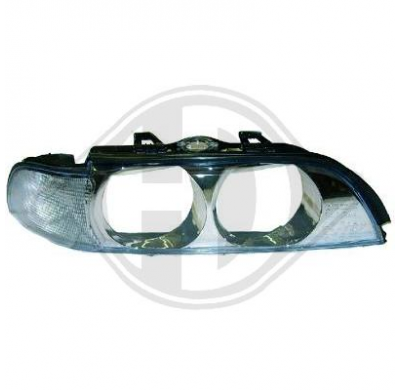 Carcása Faro Dcho. E39, 95-00; Luz Intermitente Blanca; Viseras Cromadas