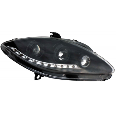 Faros Tipo Audi Set Seat Leon/Altea/Toledo 05- Negro + Luz Diurna