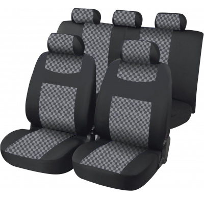 Fundas Asiento 11 Piezas Avignon Negro/Cuadro Gris