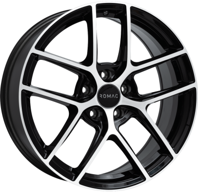 LLANTA ROMAC DIABLO 19 X 8.00 ET 42 5X108 Buje: 73,1 GLOSS BLACK W/ POLISHED FACE