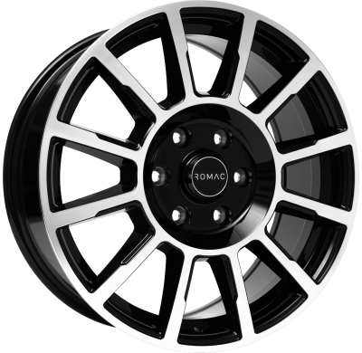 LLANTA ROMAC STEALTH 18 X 7.50 ET 54 5X160 Buje: 65,1 GLOSS BLACK W/ POLISHED FACE