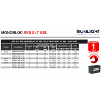 Bateria Sunlight Res Slt Gel 6-260 Monobloc Res Slt Gel Res Slt Gel- Monobloc De Gel Ciclo Profundo 6v - Sunlight. Garantia 1 Añ