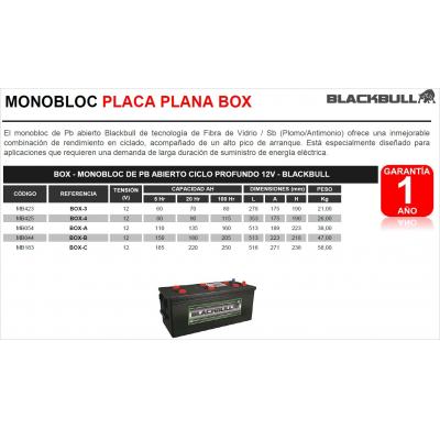 Bateria Blackbull Box-3 Tb - Monobloc Tubular De Pb Abierto Ciclo Profundo - Blackbull Box - Monobloc De Pb Abierto Ciclo Profun