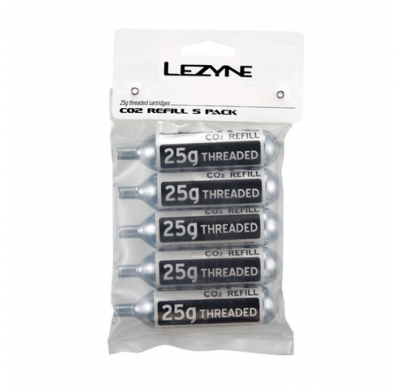 LEZYNE CO2 cartridge (5 Stück) silver mit weißen Aufklebern 25g