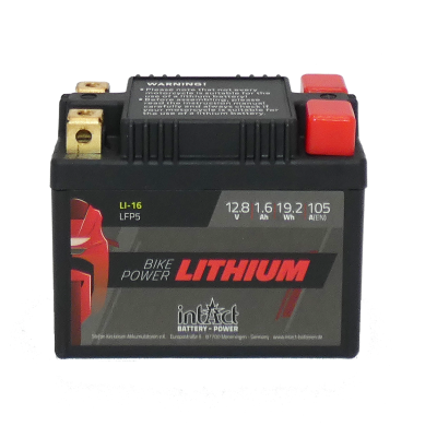 Bateria Intact Lithium Referencia: Lfp05 - Válida Para 3-5ah - Capacidad (Ah-10h) 1,6 - Cca(A-En) 105 - Dimensiones: L(Mm) 107 -