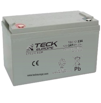 Bateria Teck Cyclic Agm 12v Referencia: Tbc12-134 - Voltaje 12 - Capacidad (Ah-20h) 147 - Dimensiones: L(Mm) 345 - an (Mm) 172 -