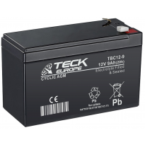 Bateria Teck Cyclic Agm 12v Referencia: Tbc12-9 - Voltaje 12 - Capacidad (Ah-20h) 9 - Dimensiones: L(Mm) 151 - an (Mm) 65 - Al(M
