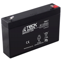 Bateria Teck Emergency Agm 6v Referencia: Tbe6-7 - Voltaje 6 - Capacidad (Ah-20h) 7,2 - Dimensiones: L(Mm) 150 - an (Mm) 34 - Al