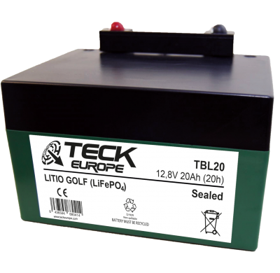 Bateria Teck Litio Golf 12,8v Referencia: Tbl20 - Voltaje 12,8 - Capacidad (Ah-20h) 20 - Dimensiones: L(Mm) 168 - an (Mm) 128 -