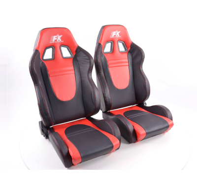 Juego Asientos Deportivos Set Racecar Cuero Artificial Negro/Rojo / Fk Automotive
