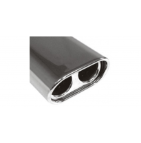 Cola de escape para soldar 58 150x70 mm / lenght: 300 mm - oval / rolled / 15° slant / with double-pipe absorber