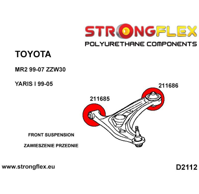 SILENTBLOCK Toyota Yaris Yaris I 99-05 KIT DE BUJE DELANTERO DE HORQUILLA DELANTERA STRONGFLEX SPORT 2 Unidades