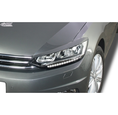 RDX Pestañas de faros para VW Touran 5T (2015+; solo para faros LED) Light Brows NEGRO BRILLANTE Conjunto para ambos lados. Fabr