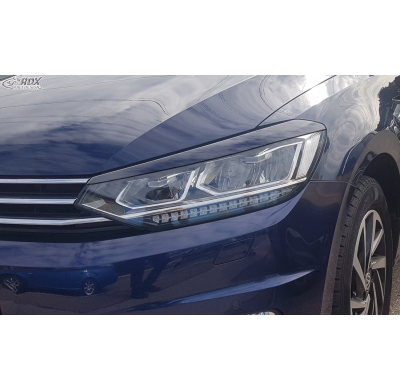 RDX Pestañas de faros para VW Touran 5T (2015+; solo para faros LED) Light Brows NEGRO BRILLANTE Conjunto para ambos lados. Fabr