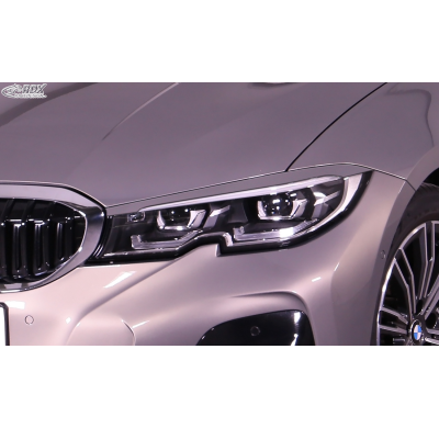 RDX Pestañas de faros para BMW Serie 3 G20 G21 Light Brows NEGRO BRILLANTE Conjunto para ambos lados. Fabricado en plástico PUR/