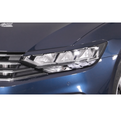 RDX Pestañas de faros para VW Passat 3G B8 (2014-2019 y 2019+) Light Brows Conjunto para ambos lados. Fabricado en plástico PUR/