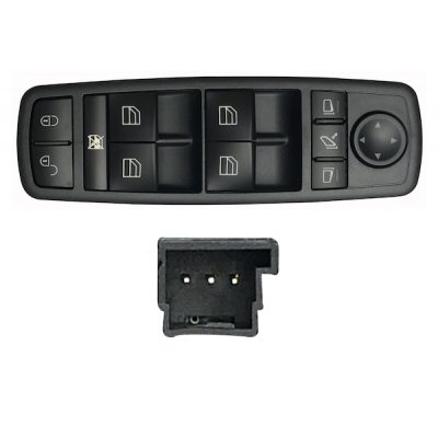 Mercedes B W245 05-*Interruptor Puerta Delantero  Izq+retrovisor Abatible Electricamente(Negro)(4 Botones)3 Pin