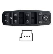 Mercedes B W245 05-*Interruptor Puerta Delantero  Izq+retrovisor No Abatible Electricamente(Negro)(4 Botones)3 Pin