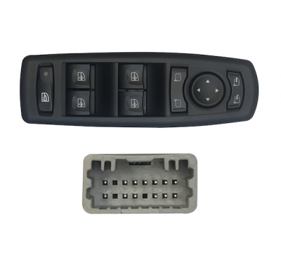 Renault Meg/Lag 08-*Interruptor Completo Puerta Delantera Izq Con Sistema Confort + Retrovisor (4bot)13pin(Conector Gris)